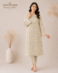 Premium Chikankari Lawn Shirt Fabric (Green)