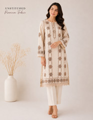 Premium Embroidered Unstitched Lawn Fabric (Shirt Only)