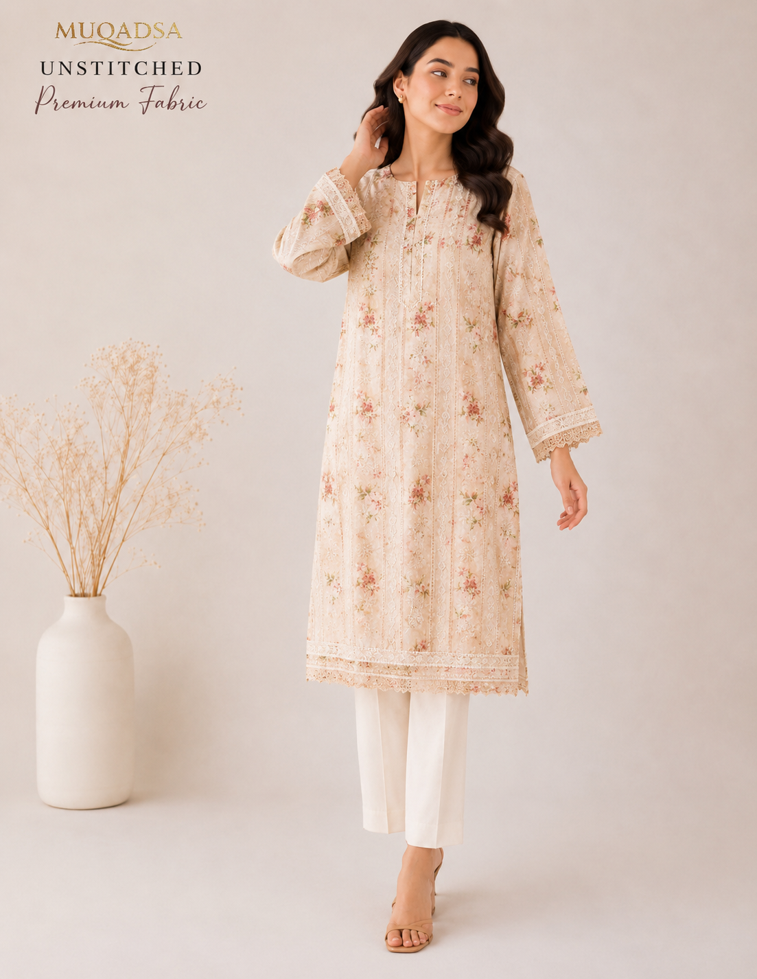 Premium Embroidered Unstitched Lawn Fabric (Shirt Only)